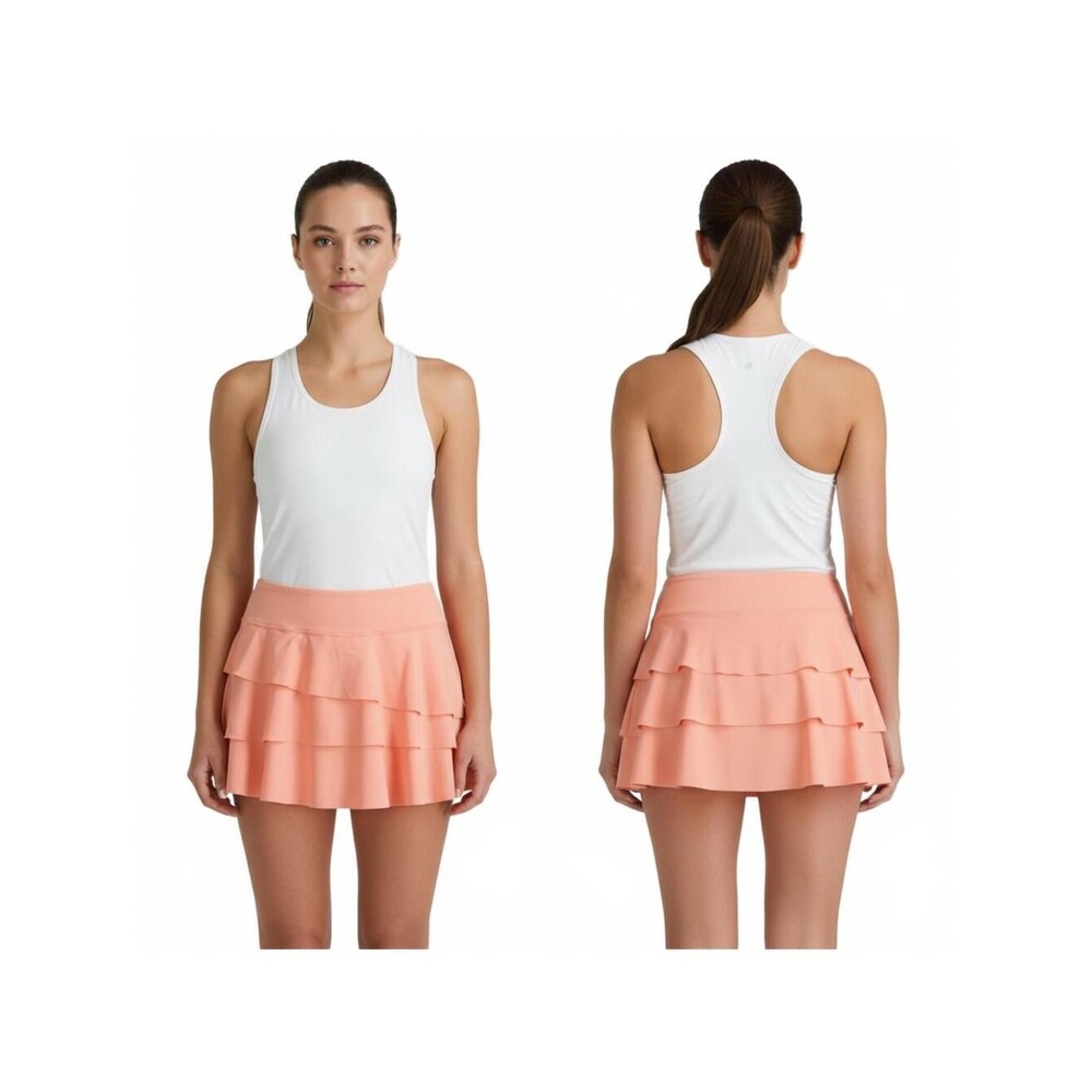 Athletic Skort Ruffle Tiered Tennis Golf Activewear Skirt Peach